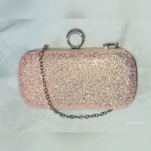 Pink Beautiful Sparkle Clutch Handbag with chain
